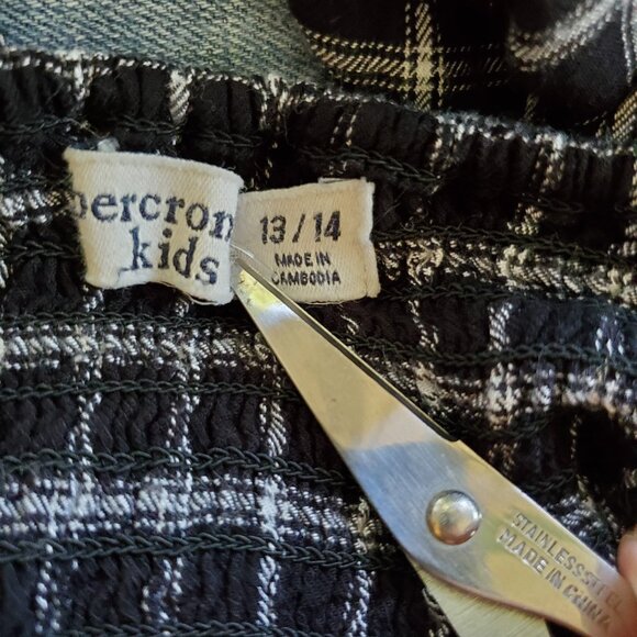 ABERCROMBIE Kids Plaid Overall Jumpsuit Girls 13/14 Pull On Pockets Stretch Back - Picture 2 of 8